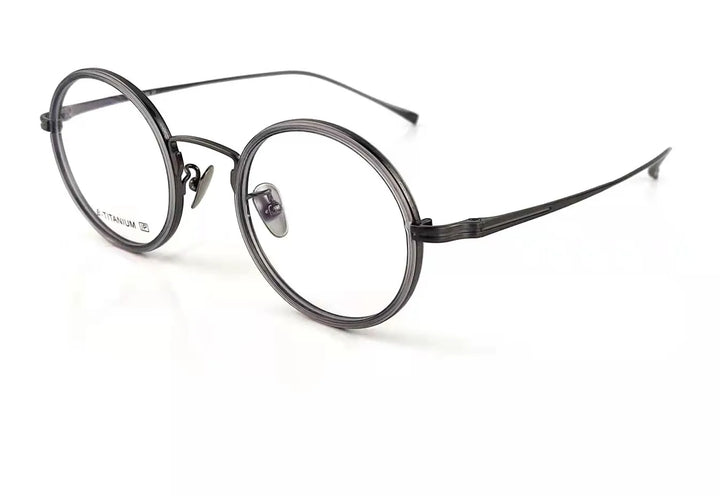 Aimee Unisex Full Rim Round Titanium Eyeglasses 81061 Full Rim Aimee GUN-GREY