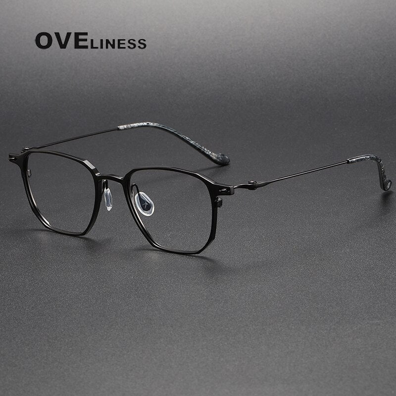 Oveliness Unisex Full Rim Square Titanium Eyeglasses 20-2317 Full Rim Oveliness black  