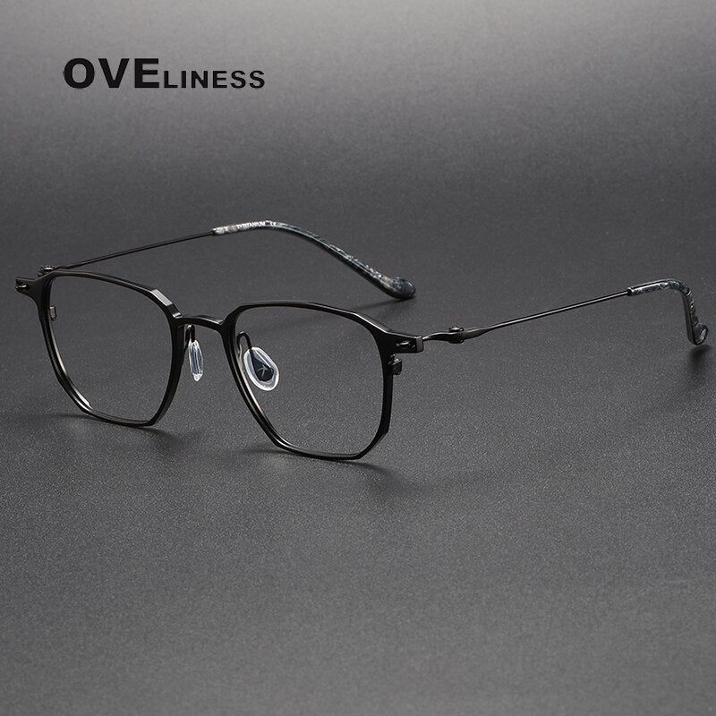 Oveliness Unisex Full Rim Square Titanium Eyeglasses 20-2317 Full Rim Oveliness black