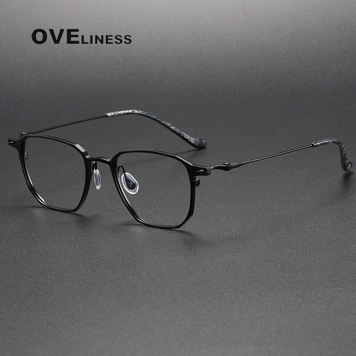 Oveliness Unisex Full Rim Square Titanium Eyeglasses 20-2317 Full Rim Oveliness black