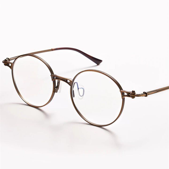 Black Mask Unisex Full Rim Big Round Titanium Eyeglasses 55891