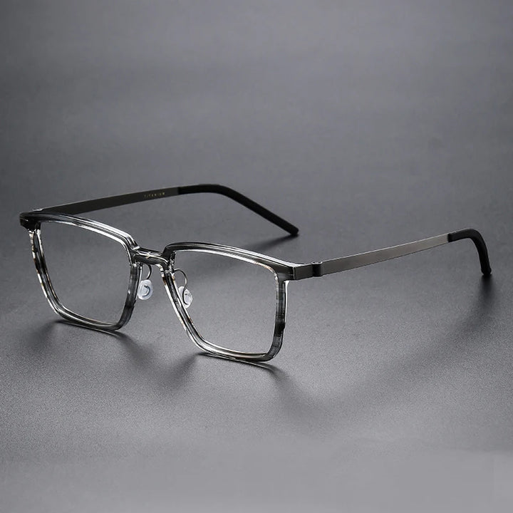 Black Mask Unisex Full Rim Big Square Titanium Acetate Eyeglasses D844 Full Rim Black Mask Gray
