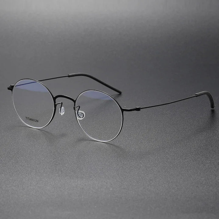 Black Mask Women's Full Rim Round Screwless Titanium Eyeglasses 65504