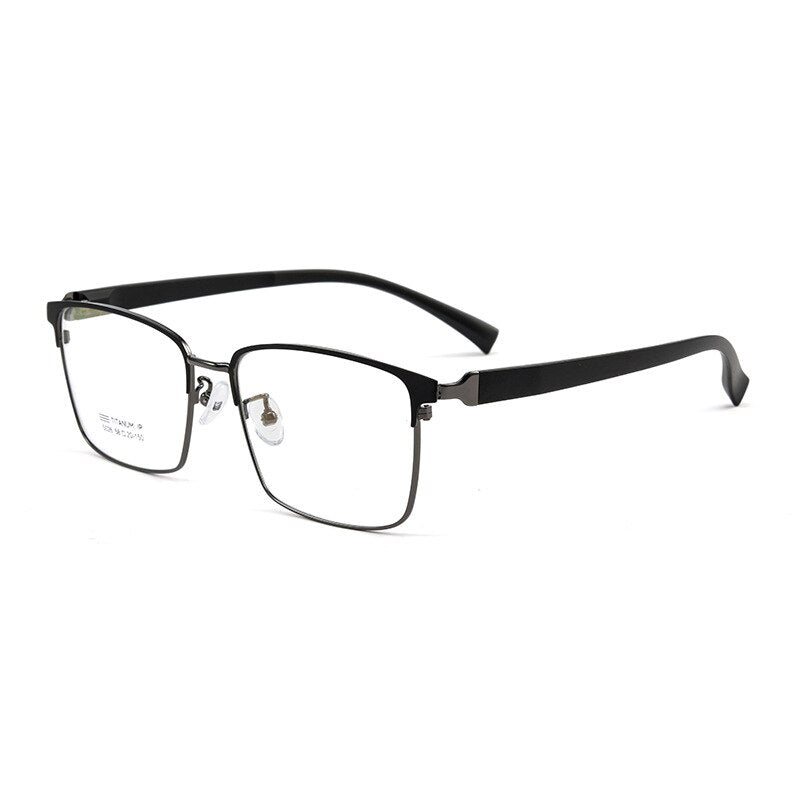 KatKani Men's Full Rim Square Alloy Eyeglasses 5026tx Full Rim KatKani Eyeglasses Black Gun  