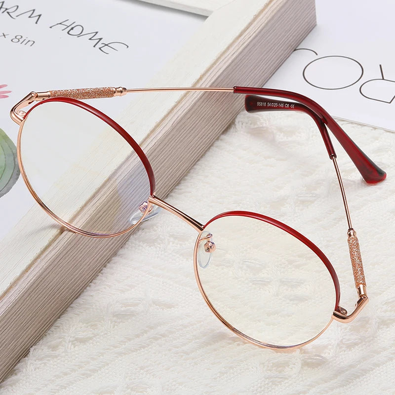 Handoer Women's Full Rim Oval Round Spring Hinge Alloy Eyeglasses 95818