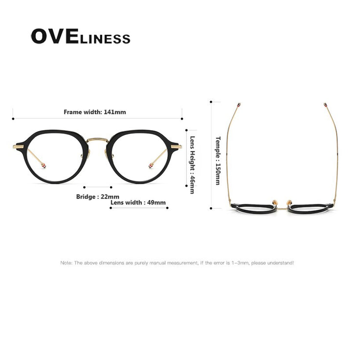 Oveliness Unisex Full Rim Polygon Acetate Titanium Eyeglasses Tbx421 Full Rim Oveliness