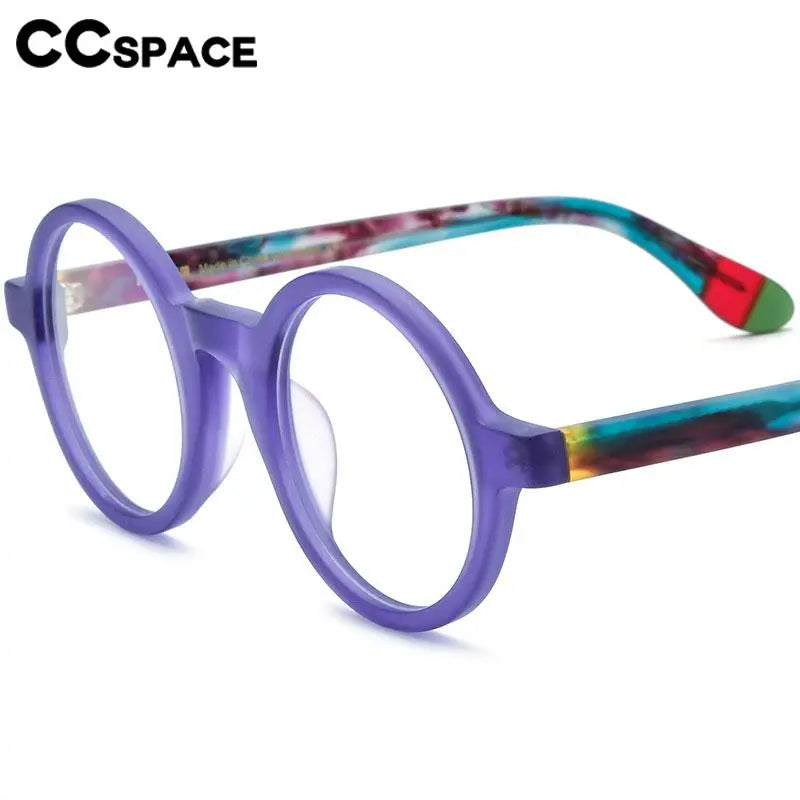CCspace Unisex Full Rim Round Acetate Eyeglasses 56919 Full Rim CCspace