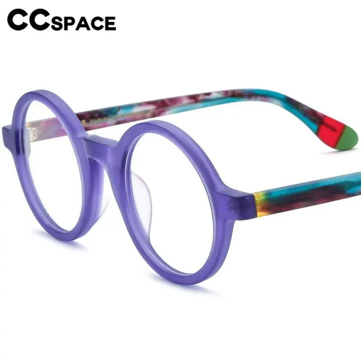 CCspace Unisex Full Rim Round Acetate Eyeglasses 56919 Full Rim CCspace