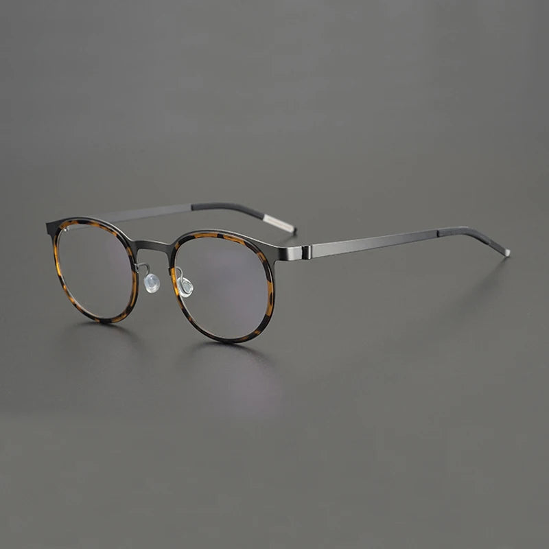 Black Mask Women's Full Rim Round Acetate Titanium Eyeglasses 199704
