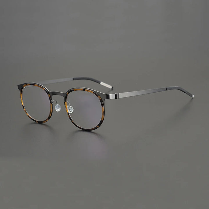 Black Mask Women's Full Rim Round Acetate Titanium Eyeglasses 199704