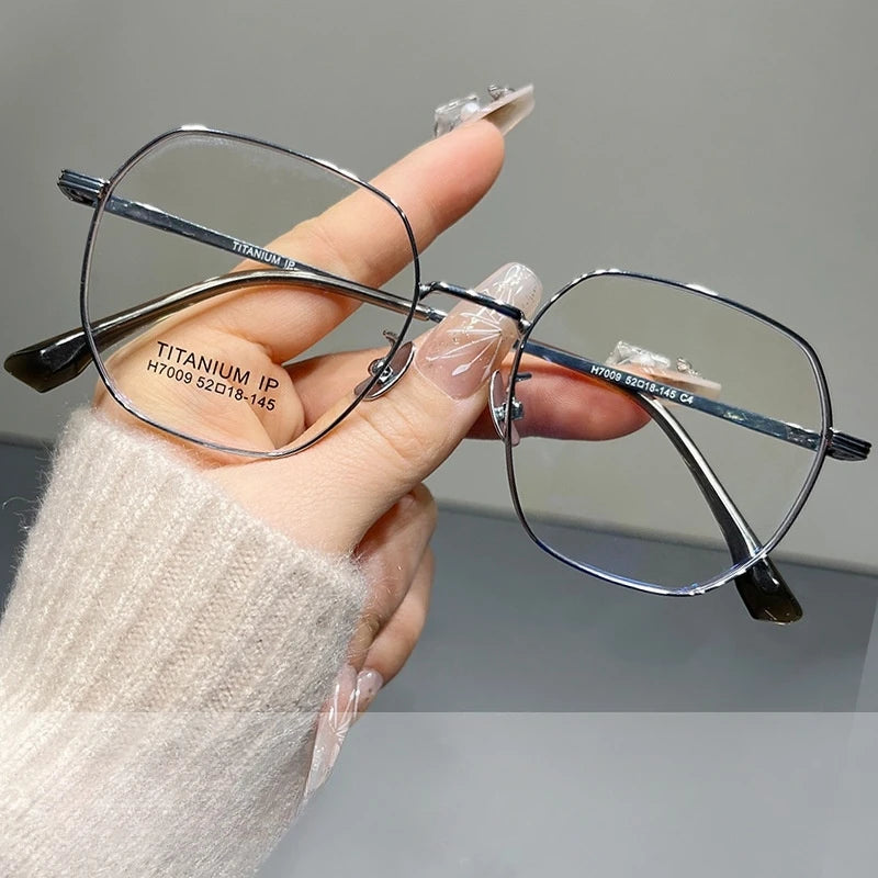 Yimaruili Women's Full Rim Polygon Titanium Alloy Eyeglasses 617009