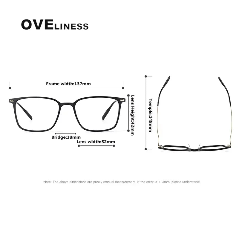 Oveliness Women's Full Rim Square Acetate Titanium Eyeglasses 28673