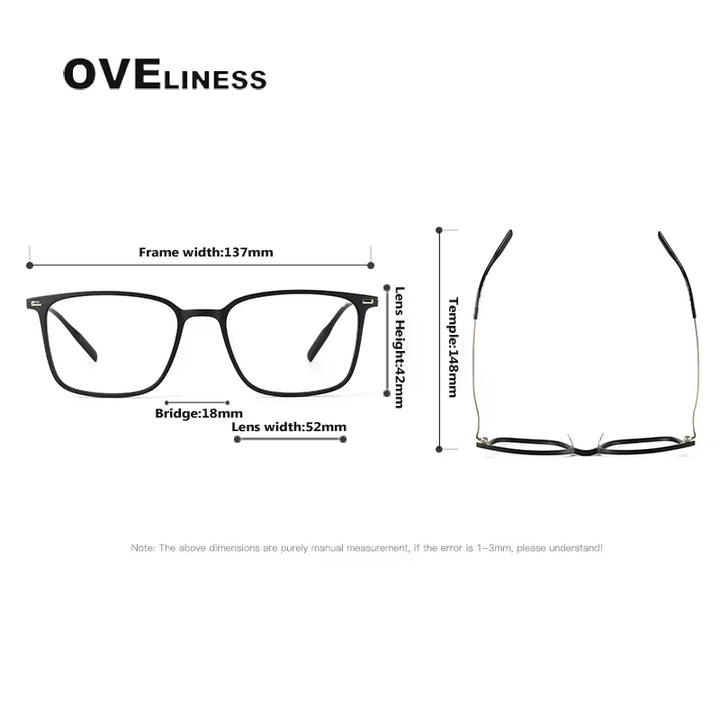 Oveliness Women's Full Rim Square Acetate Titanium Eyeglasses 28673