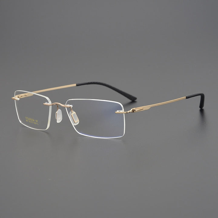 Bclear Unisex Rimless Square Titanium Eyeglasses My9911 Rimless Bclear