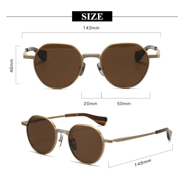 Black Mask Unisex Full Rim Flat Top Round Titanium Polarized Sunglasses 5046 Full Rim Black Mask