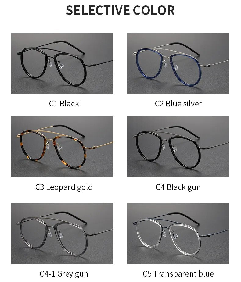 Muzz Unisex Full Rim Square Double Bridge Titanium Acetate Eyeglasses  5507 Full Rim Muzz