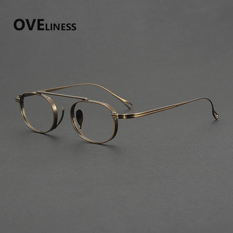 Oveliness Unisex Full Rim Square Double Bridge Titanium Eyeglasses 99504