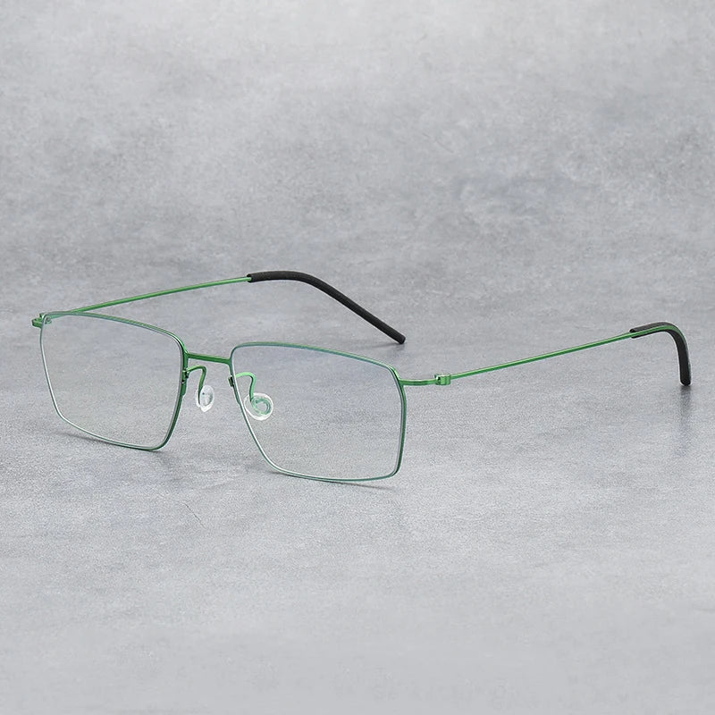 Black Mask Unisex Full Rim Square Screwless Titanium Eyeglasses 5509 Full Rim Black Mask Green  