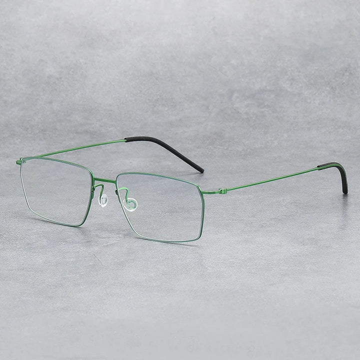 Black Mask Unisex Full Rim Square Screwless Titanium Eyeglasses 5509 Full Rim Black Mask Green  