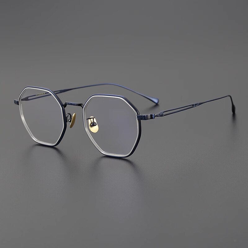 Gatenac Unisex Full Rim Polygon Titanium Eyeglasses Gxyj1124 Full Rim Gatenac Blue