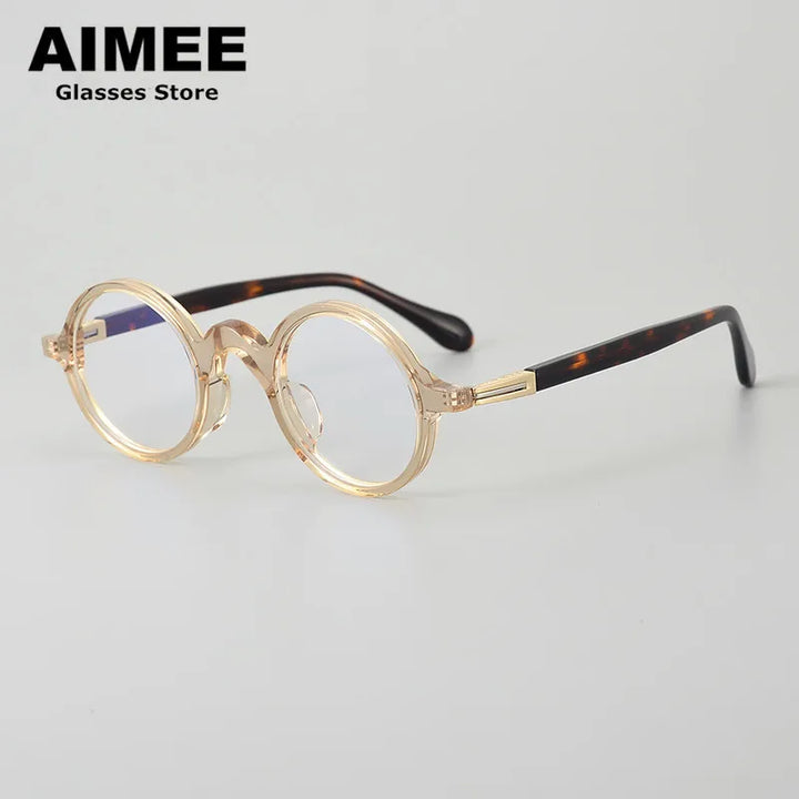 Aimee Women's Full Rim Round Titanium Acetate Eyeglasses 84203 Full Rim Aimee Tea