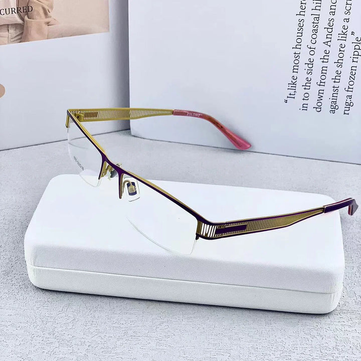 Cubojue Unisex Semi Rim Rectangle Alloy Reading Glasses C678 Reading Glasses Cubojue