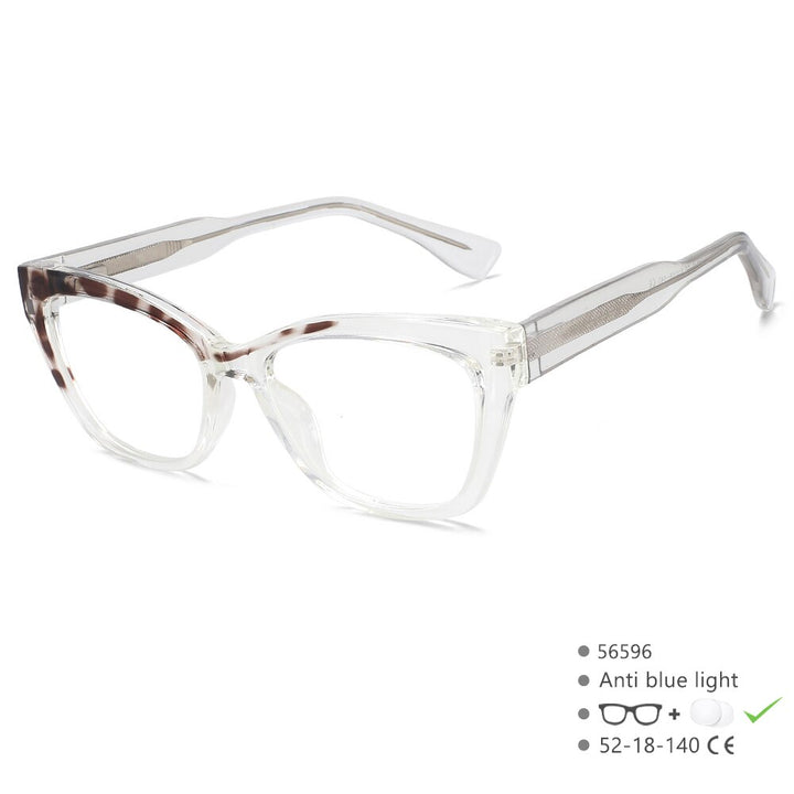 CCspace Unisex Full Rim Square Cat Eye Tr 90 Titanium Eyeglasses 56596 Full Rim CCspace C5Clear
