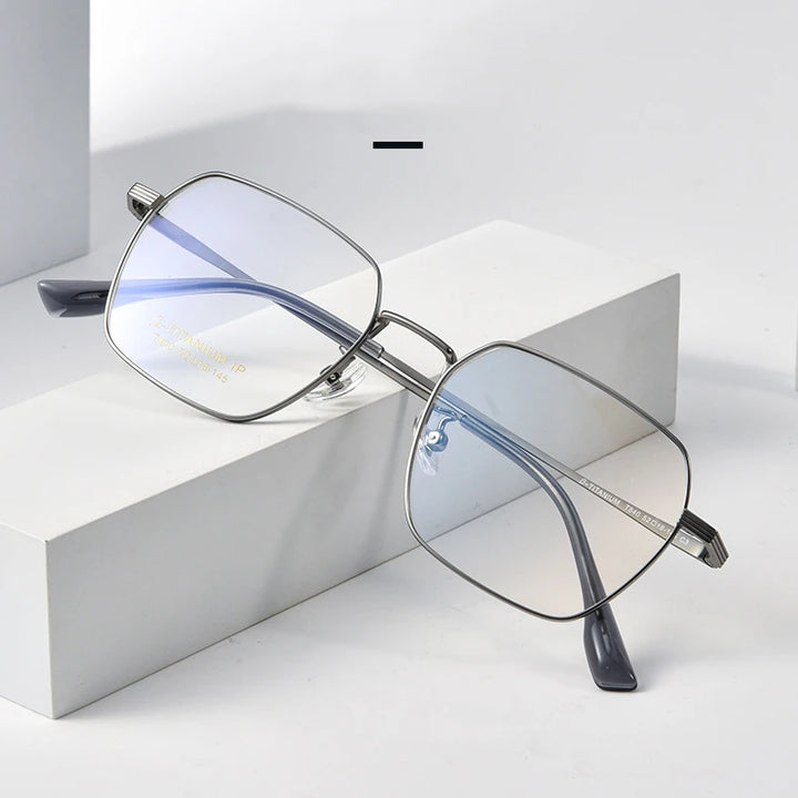 Gmei Unisex Full Rim Polygon Titanium Eyeglasses T840 Full Rim Gmei Optical