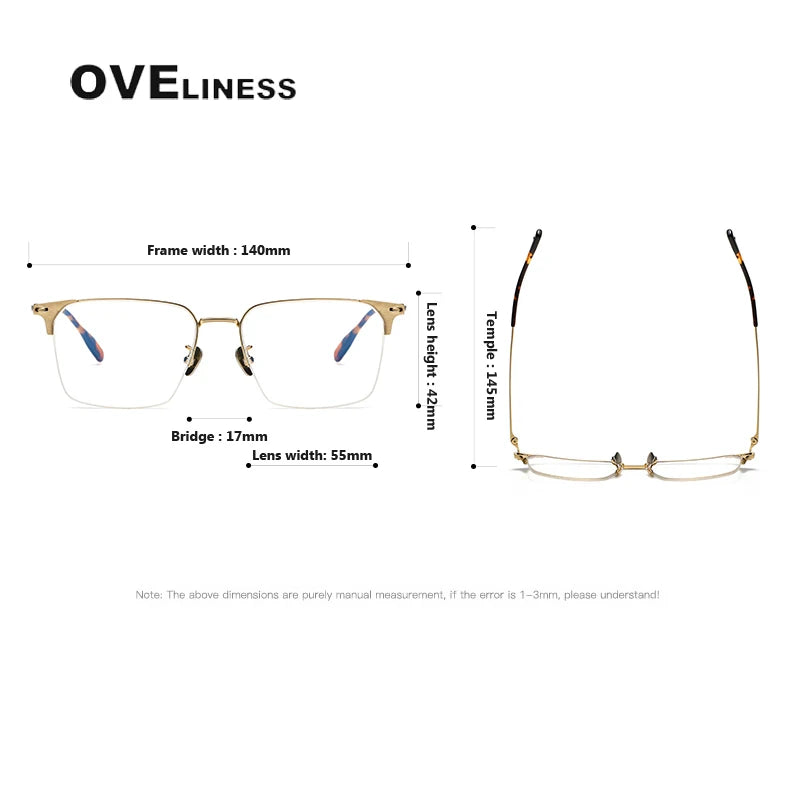 Oveliness Men's Semi Rim Square Titanium Eyeglasses 8107 Semi Rim Oveliness
