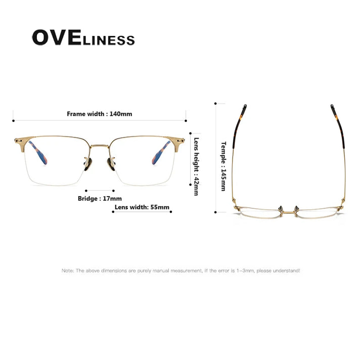 Oveliness Men's Semi Rim Square Titanium Eyeglasses 8107 Semi Rim Oveliness