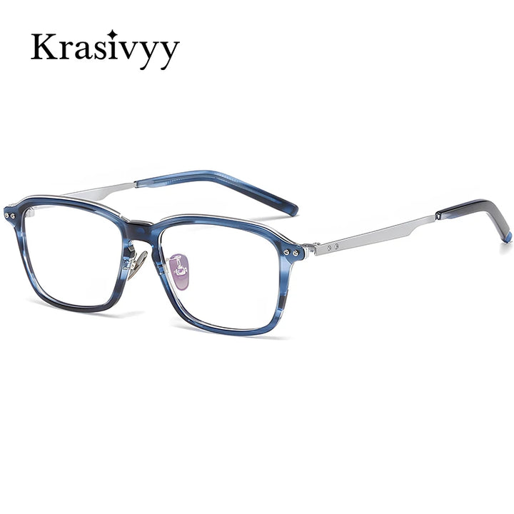 Krasivyy Unisex Full Rim Square Titanium Acetate Eyeglasses 49112 Full Rim Krasivyy