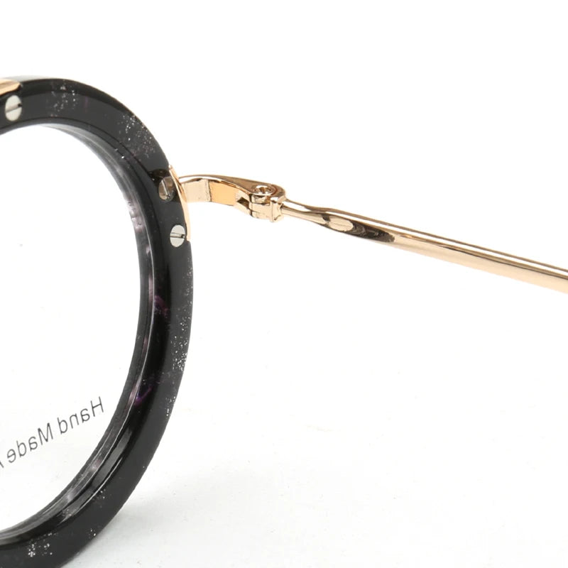 Muzz Women's Full Rim Round Double Bridge Acetate Alloy Eyeglasses 9220 Full Rim Muzz