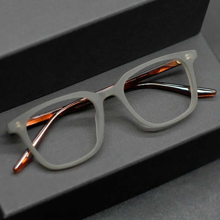 Black Mask Men's Full Rim Square Acetate Eyeglasses 9020 Full Rim Black Mask