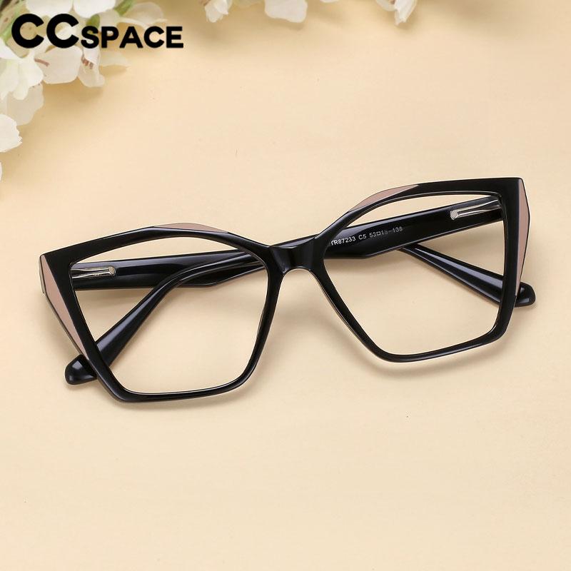 CCspace Unisex Full Rim Large Square Tr 90 Titanium Eyeglasses 56443 Full Rim CCspace