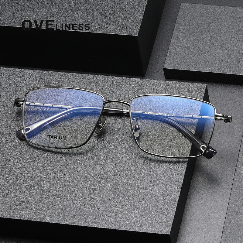 Oveliness Men's Full Rim Square Titanium Eyeglasses 80906 Full Rim Oveliness   