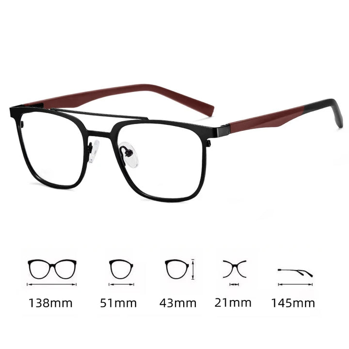 Kocolior Women's Full Rim Square Double Bridge Alloy Reading Glasses 91362