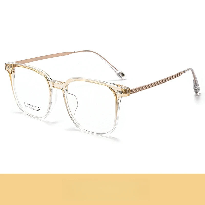 Yimaruili Unisex Full Rim Square Tr 90 Titanium Alloy Eyeglasses 86077