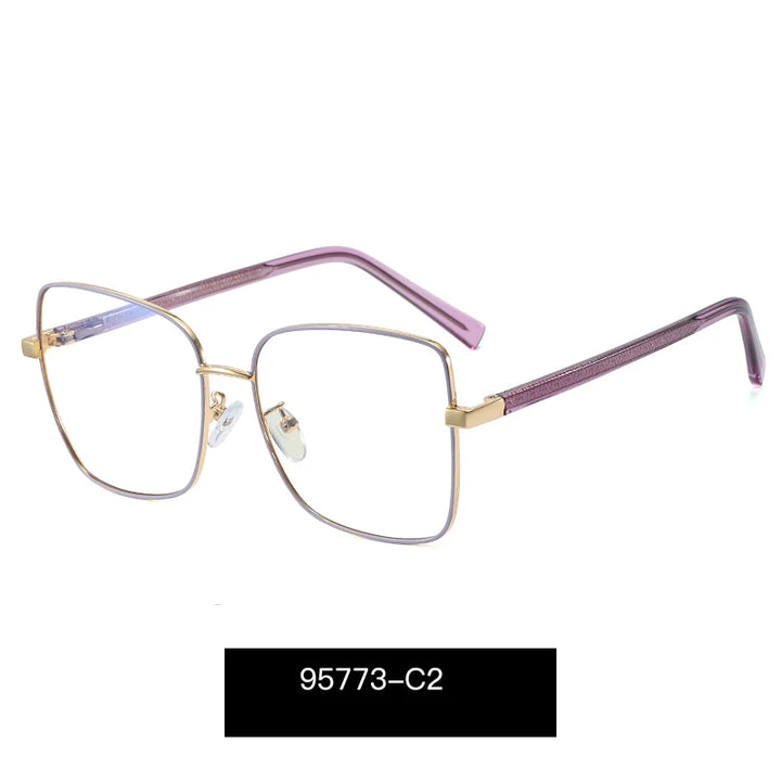 Handoer Women's Full Rim Square Alloy Spring Hinge Eyeglasses 95773