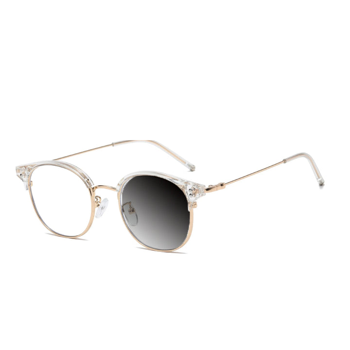 Kocolior Mens Full Frame Small Browline Square Alloy Reading Glasses 22001 Reading Glasses Kocolior Photochromic Trans 0