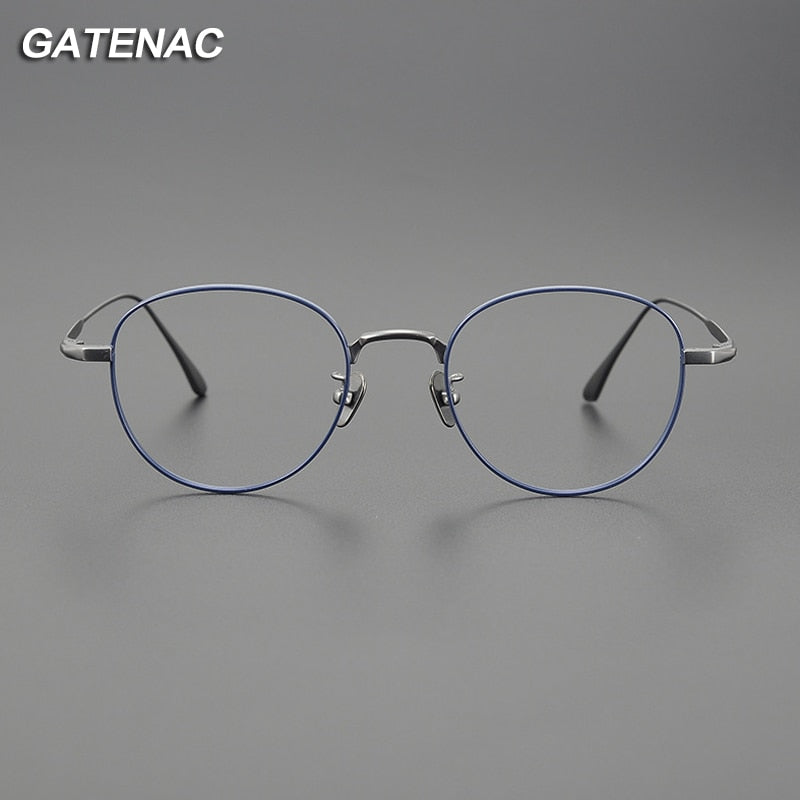 Gatenac Unisex Full Rim Round Titanium Eyeglasses Gxyj1098 Full Rim Gatenac
