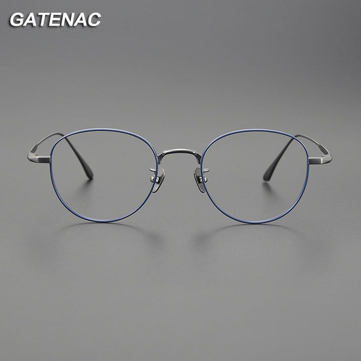 Gatenac Unisex Full Rim Round Titanium Eyeglasses Gxyj1098 Full Rim Gatenac