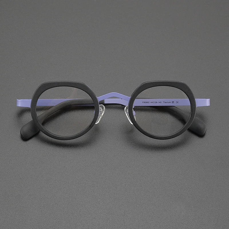 Nobler Women's Full Rim Flat Top Round Titanium Acetate Eyeglasses 185892 Full Rim Nobler C3