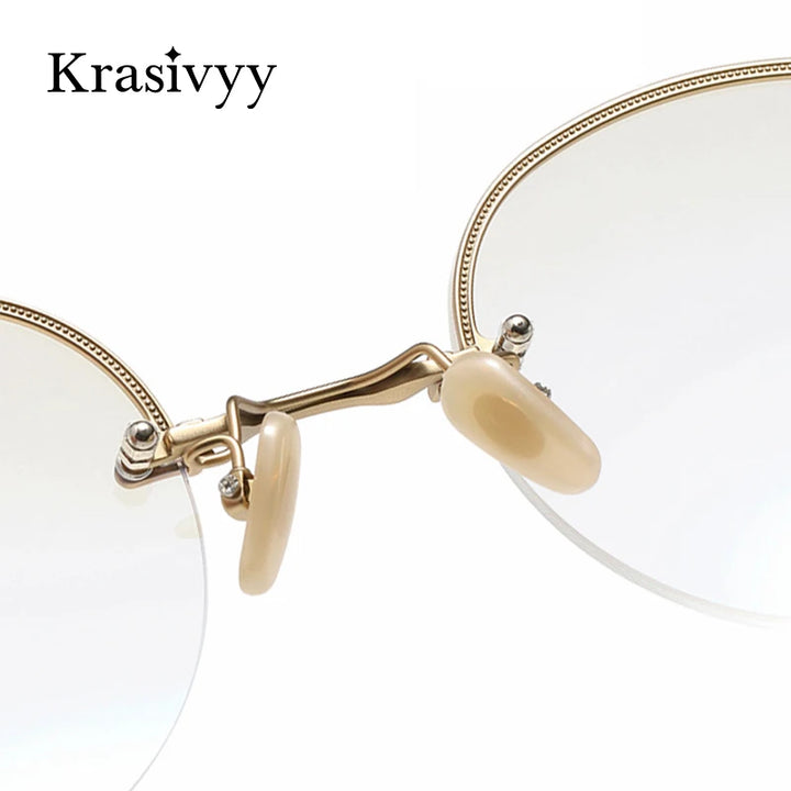 Krasivyy Men's Semi Rim Round Titanium Eyeglasses K5921 Semi Rim Krasivyy