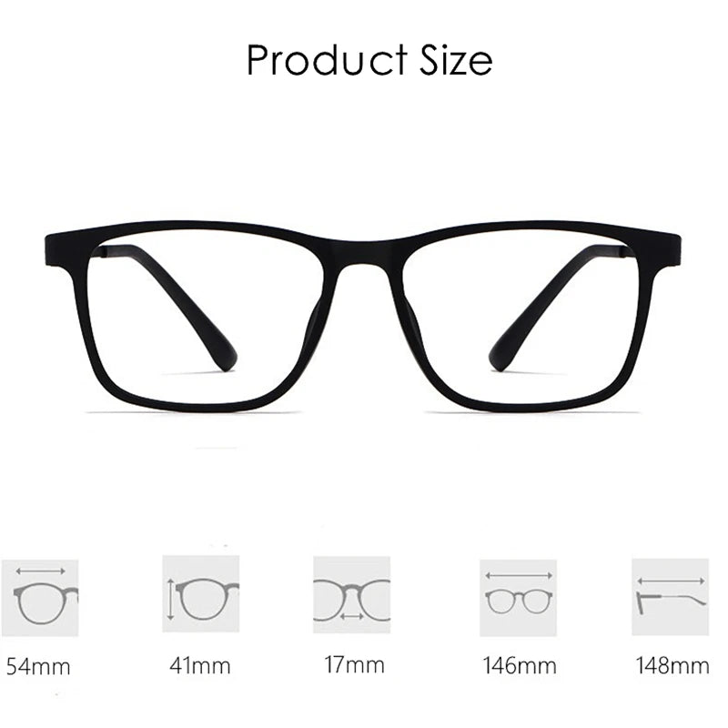 Xbora Unisex Full Rim Square Tr 90 Titanium Reading Glasses 13068