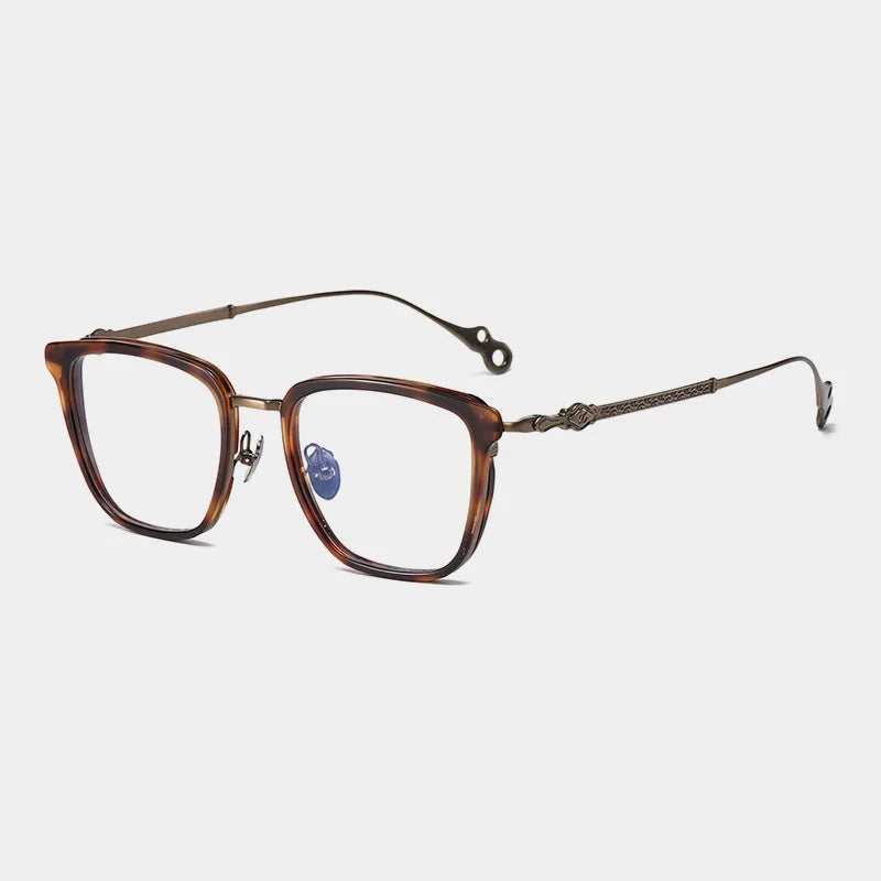 Hewei Unisex Full Rim Square Titanium Acetate Eyeglasses 86867 Full Rim Hewei C2 CHINA