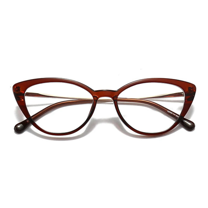 Hdcrafter Unisex Full Rim Oval Cat Eye Acetate Eyeglasses 48099 Full Rim Hdcrafter Eyeglasses Tea