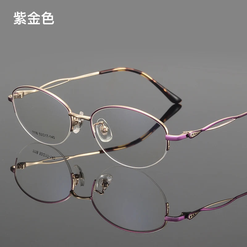 Bclear Women's Semi Rim Oval Alloy Eyeglasses 61118