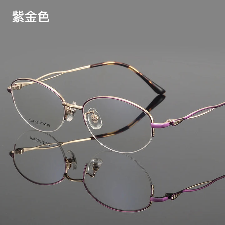 Bclear Women's Semi Rim Oval Alloy Eyeglasses 61118