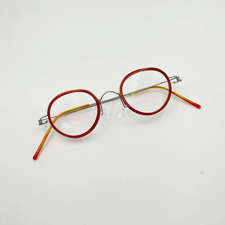 Yujo Unisex Full Rim Oval Stainless Steel Acetate Eyeglasses Y3641 Full Rim Yujo