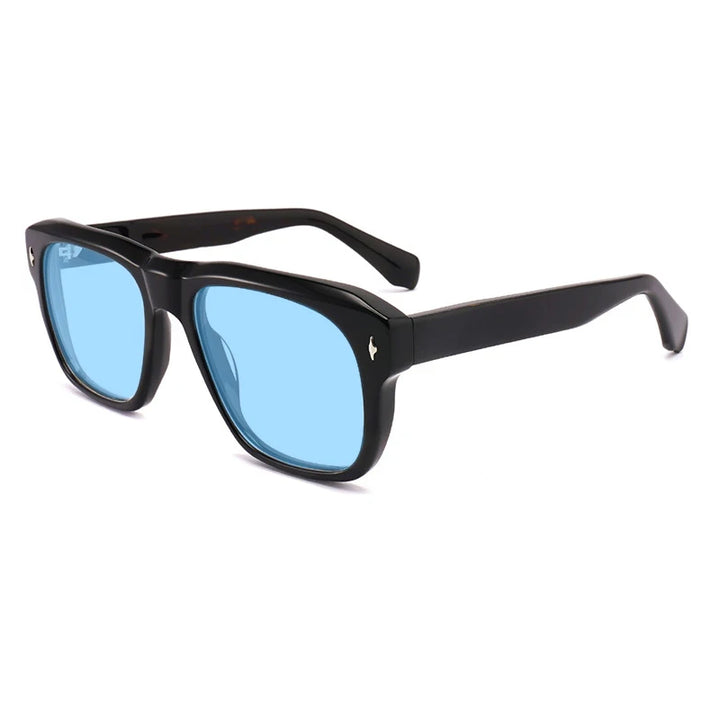 Gatenac Unisex Full Rim Square Polarized Acetate Sunglasses Mo16 Sunglasses Gatenac Black Turtle Blue